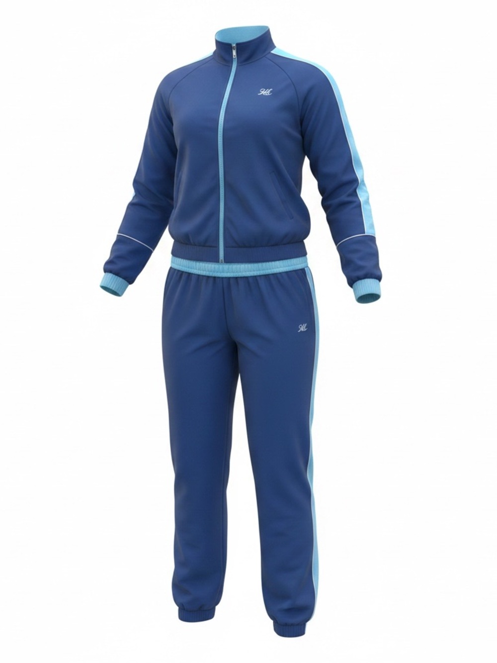 Danskin Now Girls XL 14-16 Blue 2 Piece Retro Tracksuit Dance Cover Up Zip Legs